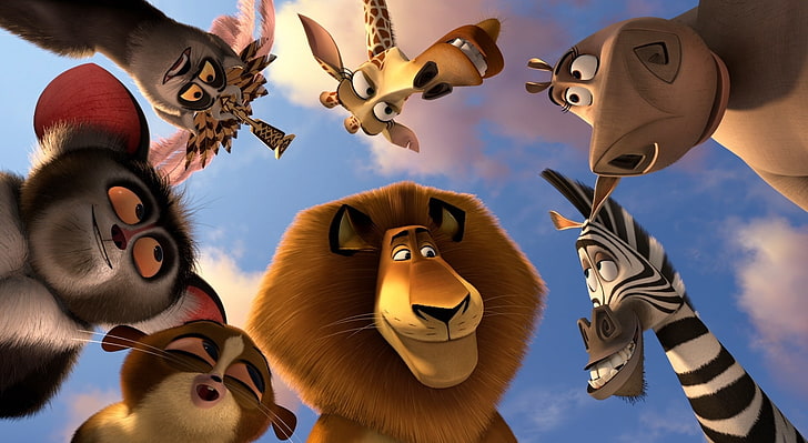 Madagascar 3 Animals, Madagascar characters, Cartoons, sky, representation, HD wallpaper