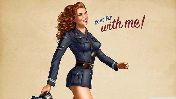 Come Fly with Me! wallpaper, pinup models, one person, business, HD wallpaper