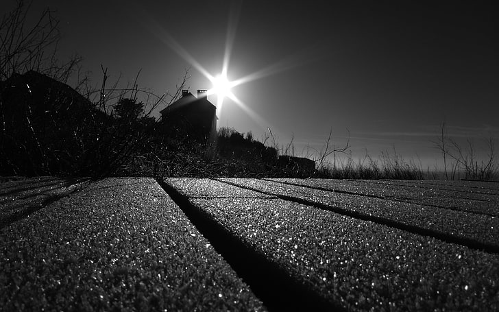 black and white area rug, monochrome, sunlight, sky, nature, no people, HD wallpaper
