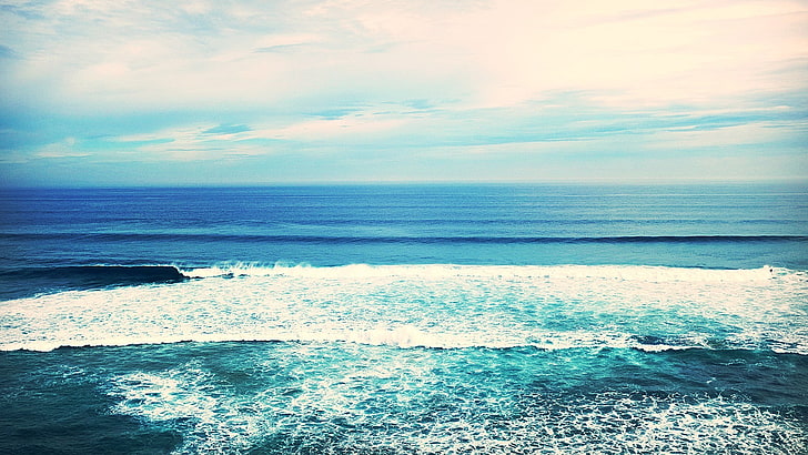 body of water, sea, waves, sky, nature, cyan, blue, scenics - nature
