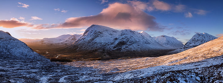 Winter Dawn, Glencoe, Scotland, snowy mountain, Europe, United Kingdom