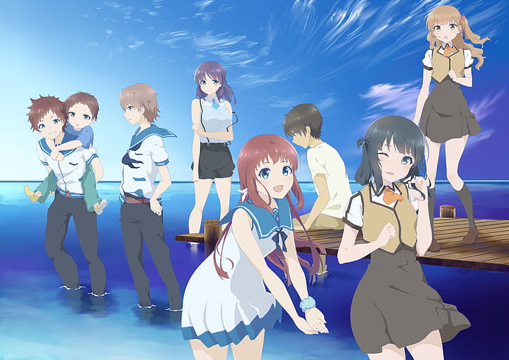 Anime, Nagi no Asukara, Akira Shiodome, Chisaki Hiradaira, Hikari Sakishima, HD wallpaper