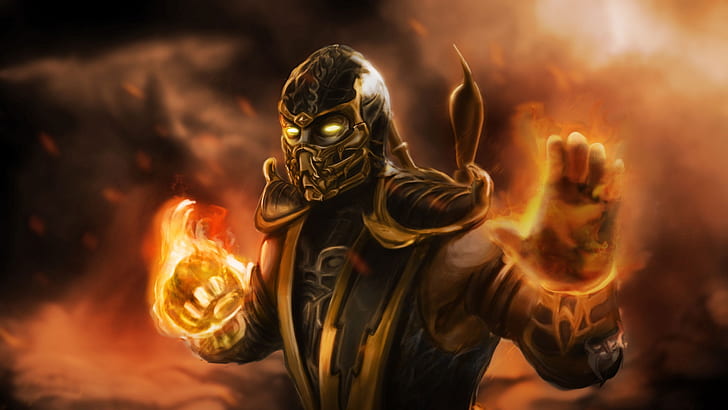 evil fatality Scorpion Video Games Mortal Kombat HD Art, Fire