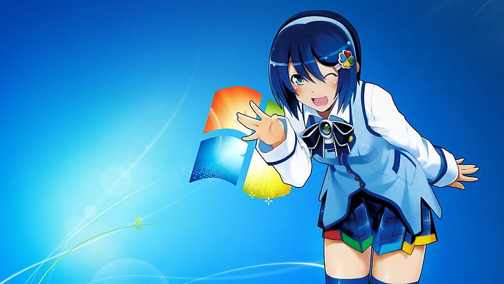 anime girls, os-tan, Madobe Nanami, Windows 7 HD wallpaper