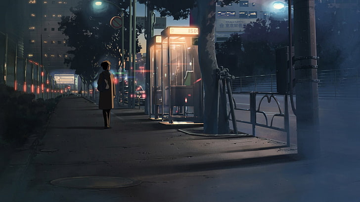 person walking beside telephone bot HD wallpaper, night, city, HD wallpaper