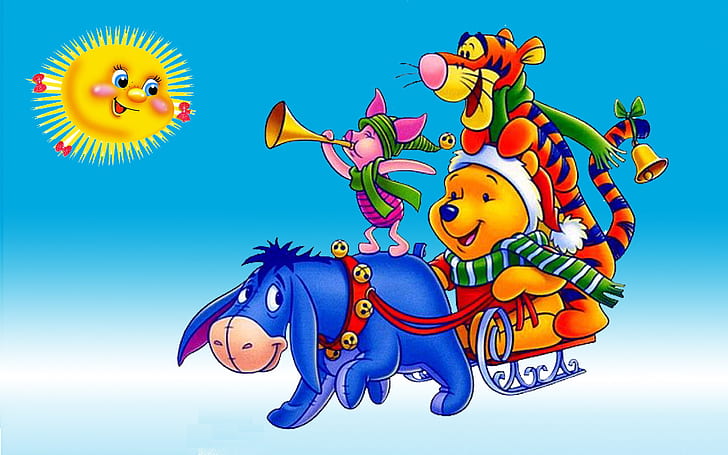 Winnie The Pooh And Friends Eeyore Tigger And Piglets Christmas Disney Pics Wallpaper Hd Resolution 1920×1200, HD wallpaper