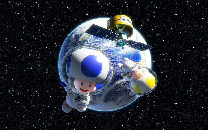 toad character space video games mario kart 8 nintendo astronaut earth, HD wallpaper