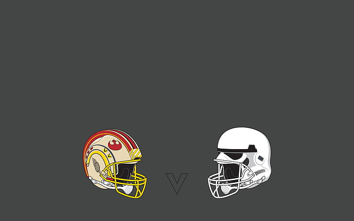 two Rebel Alliance and Stormtrooper NFL helmets, Star Wars, Rebels