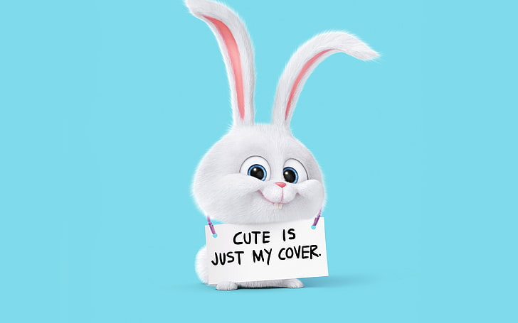 bunny ears, smiling, rabbits, blue background, blue eyes, pet, HD wallpaper