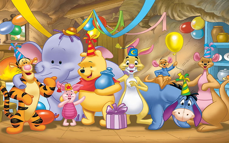 Winnie The Pooh Happy Birthday Celebration Birthday Gifts Desktop Hd Wallpaper 2880×1800
