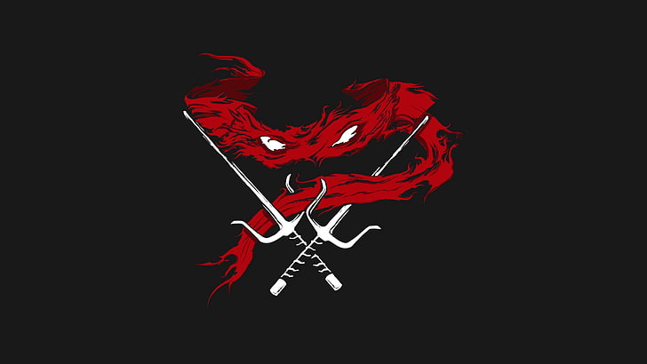red and silver sai sword logo, Teenage Mutant Ninja Turtles, Raphael