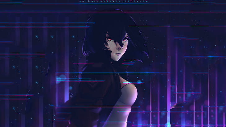 cyberpunk, anime, Kusanagi Motoko, Motoko Kusanagi, SolKorra, HD wallpaper