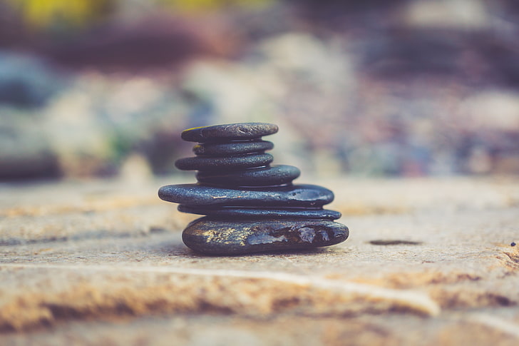black cairn, stones, blur, shape, balance, pebble, zen-like, stone - Object