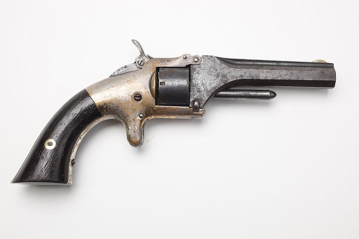revolver, gun, weapon, handgun, white background, single object