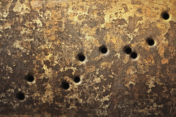gray bullet hole, surface, metal, wall, texture, scratches, wallpaper.