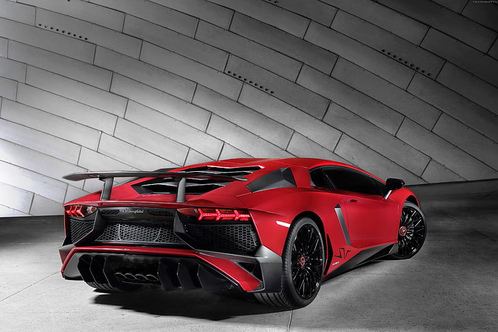 Lamborghini Aventador LP 750, red, Superveloce, coupe, HD wallpaper