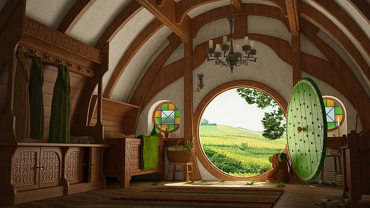 The Lord of the Rings, Bag End, The Shire, Interiors, House, HD wallpaper