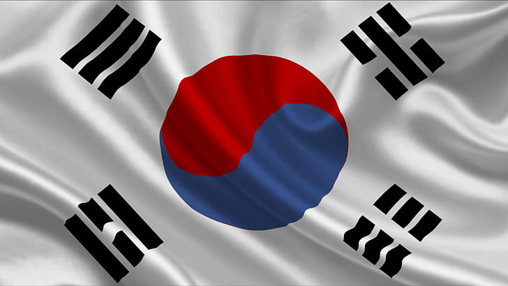 South Korea, flag, Asian, Korean, White Silk, Taegeukgi