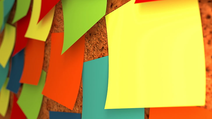 yellow, green, and green sticky notes, minimalism, post-it notes, HD wallpaper