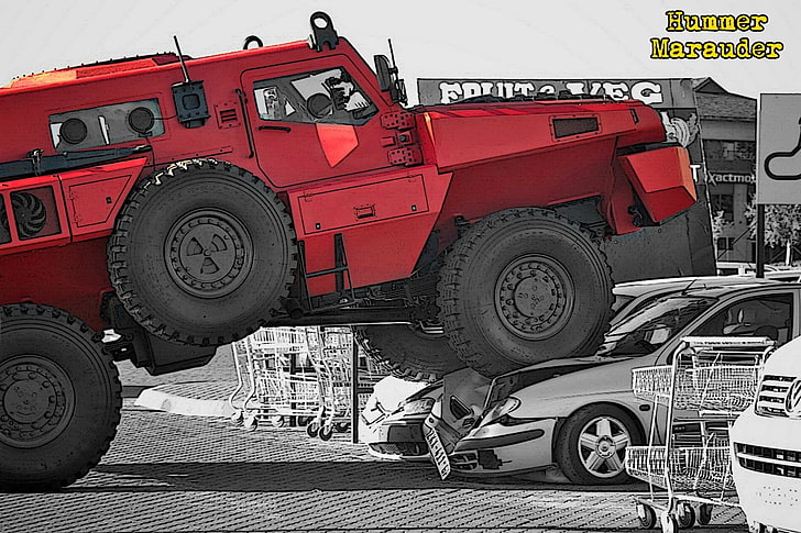 red Hummer Marauder, SUV, Top Gear, Renault Sherpa, mode of transportation, HD wallpaper