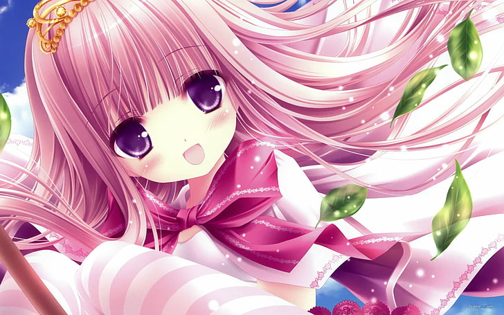 Anime, Original, Cute, Girl, Long Hair, Pink Dress, Pink Hair