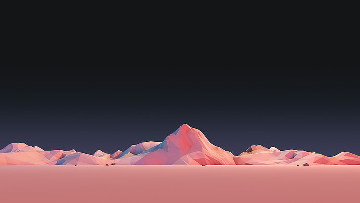 pink mountain terrain, illustration, mountains, low poly, minimalism HD wallpaper