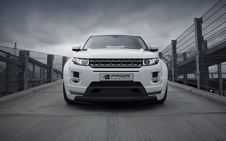 Land Rover Evoque PD650 white SUV car front view, HD wallpaper
