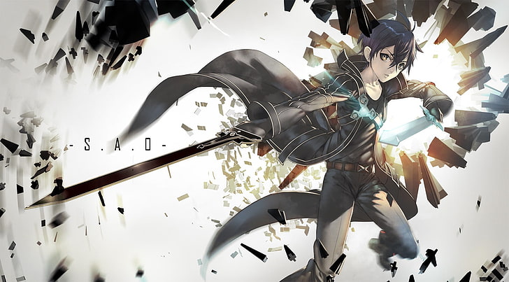 man holding swords wallpaper, Sword Art Online, Kirigaya Kazuto, HD wallpaper