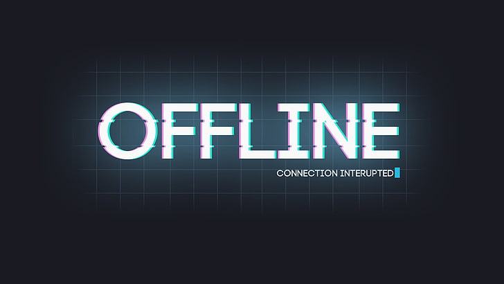 Offline Connection Interupted logo, simple background, text, typography