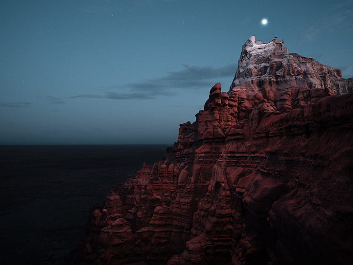 Reuben Wu, night, long exposure, mountains, HD wallpaper