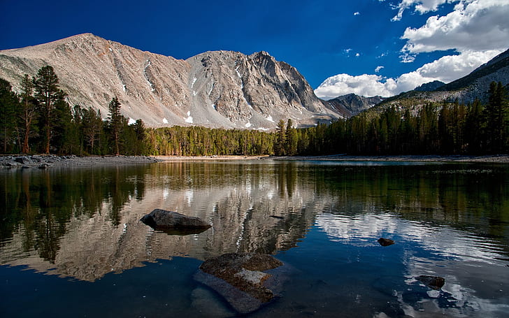 Dorothy Lake California, sierra nevada, mountains, forest, lake reflection, HD wallpaper