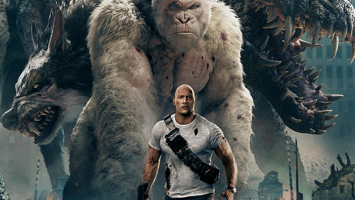 Dwayne Johnson movie poster, Rampage, 4k