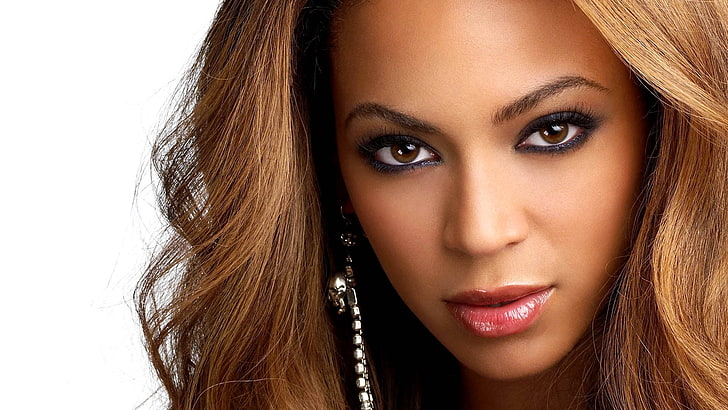 Beyonce Knowles, face, make-up, earrings, hair, women, beauty, HD wallpaper