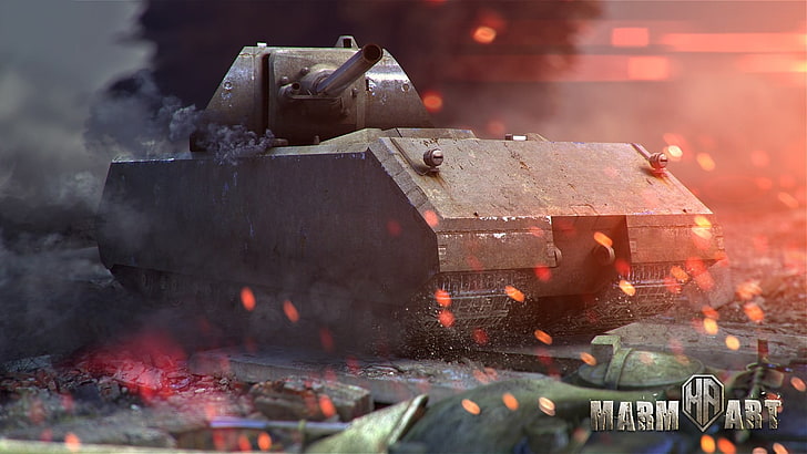 red and black industrial machine, tank, wargaming, video games, HD wallpaper