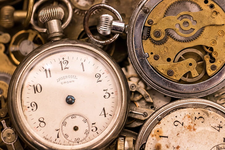 clocks, old, technology, gears, vintage, clockwork, pocketwatches, HD wallpaper
