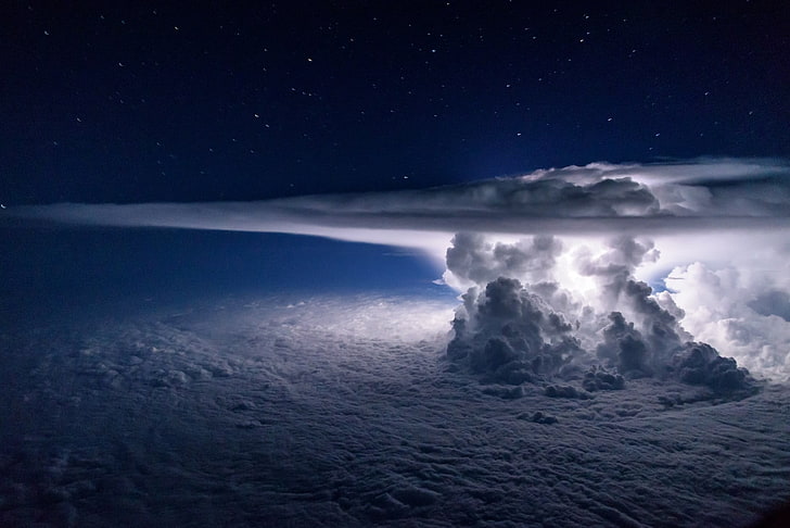 white clouds and blue sky, night, storm, lightning, cloud - sky