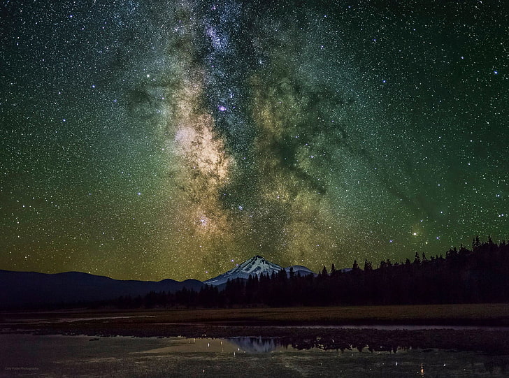 milky way galaxy long exposure night time photo, space, universe
