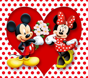 HD wallpaper: Mickey and Minnie Mouse, red, love, heart, cartoon, disney,  romance | Wallpaper Flare