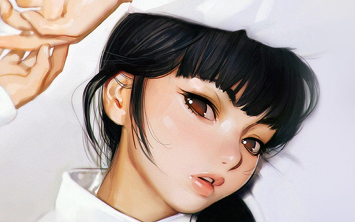 ilya, kuvshinov, anime, girl, shy, cute, illustration, art