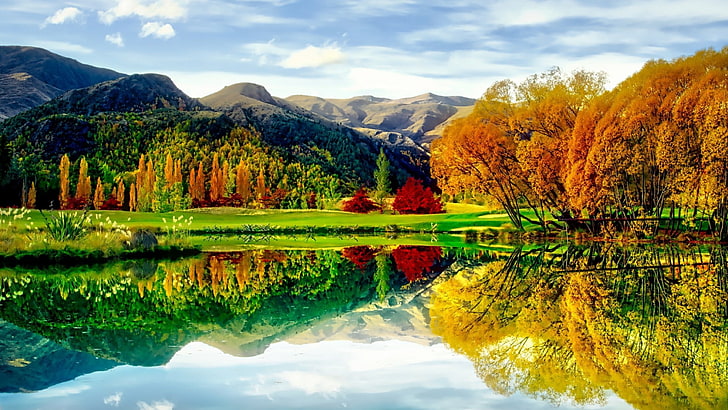 reflection, autumn, colorful, nature, vegetation, leaves, wilderness, HD wallpaper