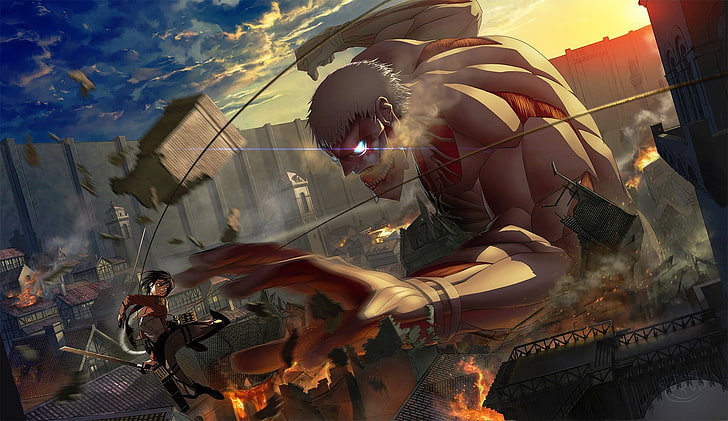 Attack on Titan wallpaper, Shingeki no Kyojin, Colossal Titan, HD wallpaper