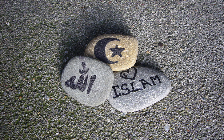 Islam Life, two grey and one brown stones, Religious, muslim, HD wallpaper