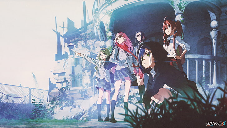 five female anime characters digital wallpaper, Darling in the FranXX, HD wallpaper