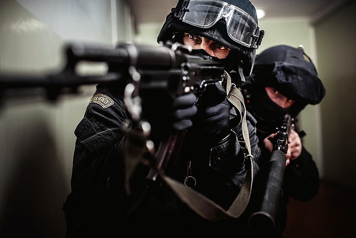black assault rifle, AK-74, SBM, As Val, gun, weapon, armed Forces, HD wallpaper
