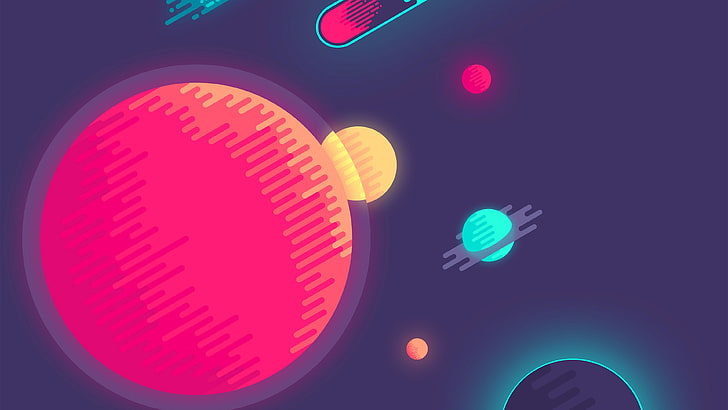 planets wallpaper neon