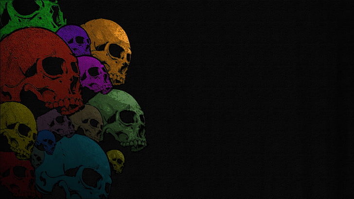 skull, black background, copy space, human skeleton, human skull, HD wallpaper