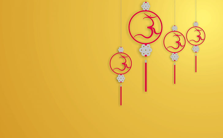Om, red and white hanging decors clipart, Aero, Vector Art, india, HD wallpaper