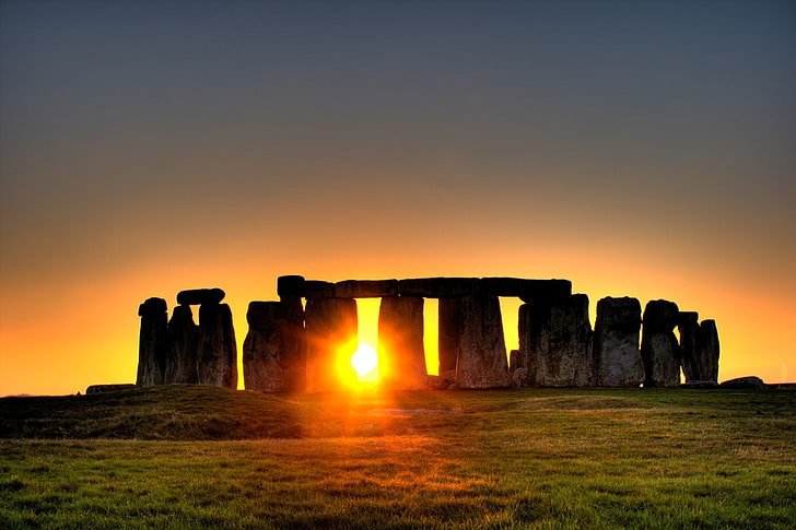 Stonehenge, landscape, England, sky, sunset, history, ancient, HD wallpaper