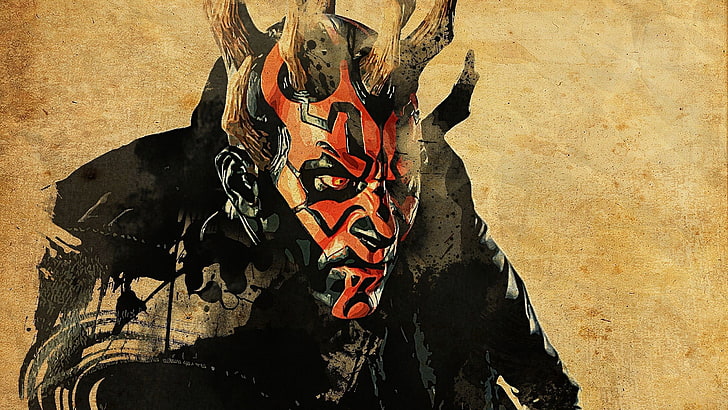 Star Wars Darth Maul wallpaper, artwork, movies, horns, wall - building feature