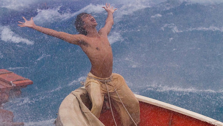 life of pi, water, shirtless, adult, human arm, limb, one person